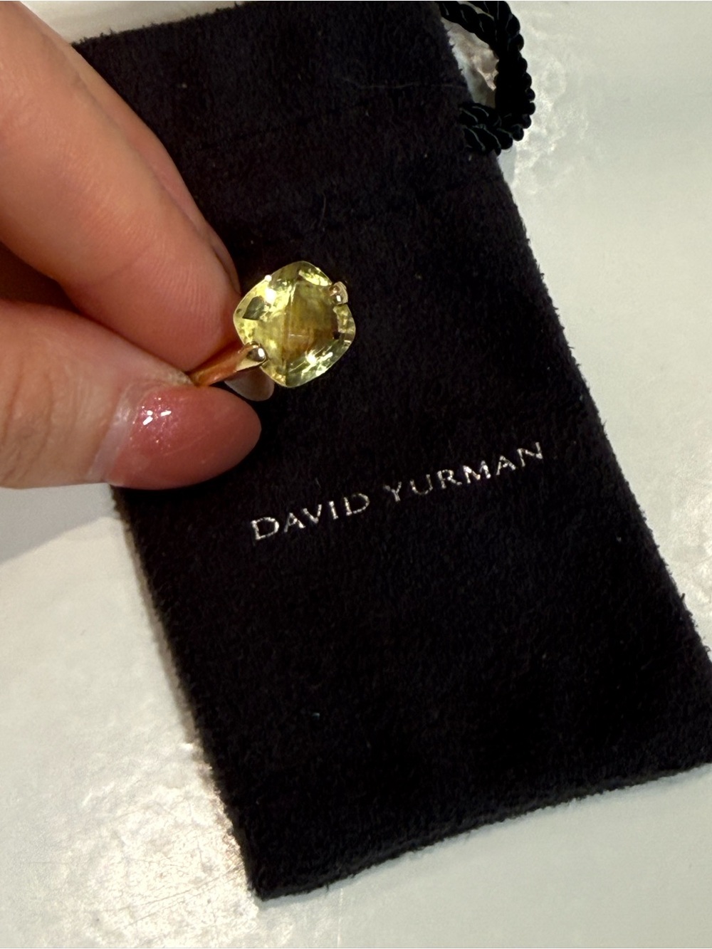 David Yurman DY 750 Gold & Yellow Gemstone Solitaire Ring Size 6